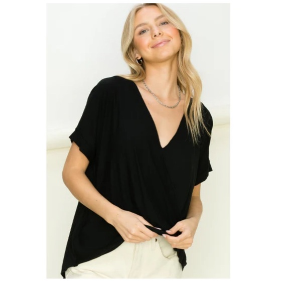 Double Zero Tops - NWT Double Zero Women's V-Neck Surplice Top in Chocolate Brown